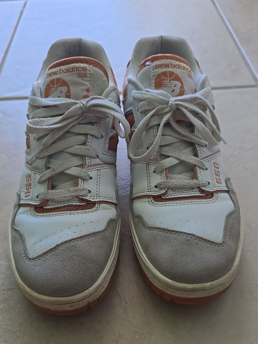 New Balance White & Orange 550 Men's Sneakers
